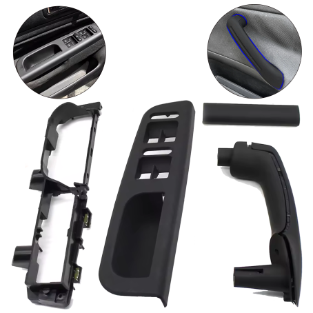 Set mânere negre pentru ușile din față la VW Golf 4 / Bora / Jetta (1997-2008), cu 4 geamuri electrice
