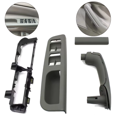 Set mânere gri pentru ușile din față la VW Golf 4 / Bora / Jetta (1997-2008), cu 4 geamuri electrice