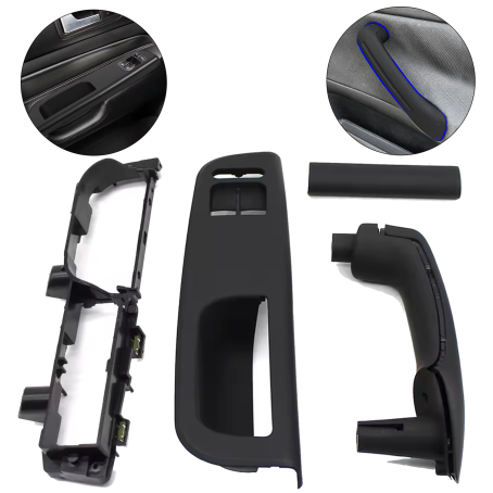 Set mânere negre pentru ușile din față la VW Golf 4 / Bora / Jetta (1997-2008), cu 2 geamuri electrice