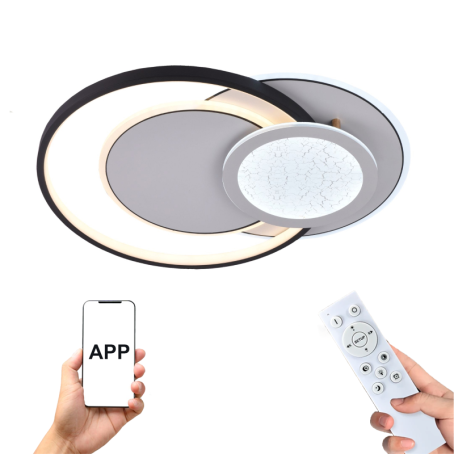 Abajur LED cu cercuri, cu telecomandă și control mobil