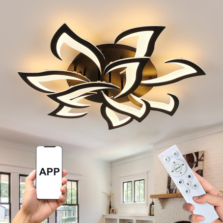 Abajur LED de lux „Vortex Colorat” cu telecomandă și control prin aplicație, 93W
