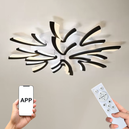 Candelabru/Abajur LED cu design abstract și control inteligent - Aplicație și telecomandă