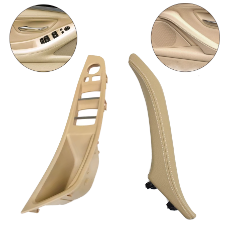 Set mânere interioare față pentru BMW Seria 5 F10 F11, bej, mâner complet cu piele