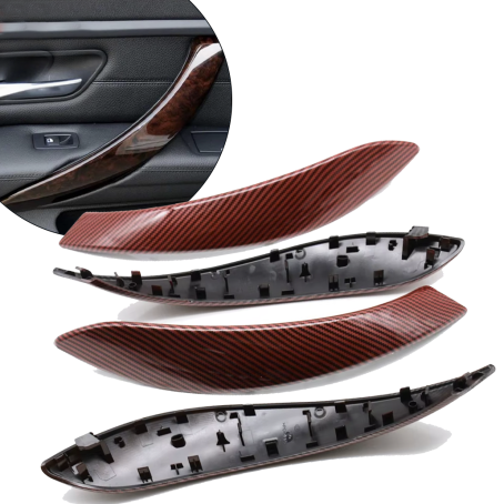 Set capace interioare pentru mânere BMW Seria 3 4 (modele F, 2013–2018), rosu-maro si carbon