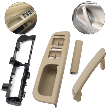 Set mânere bej pentru ușile din față la VW Passat B5 B5.5 (1996–2005), cu 4 geamuri electrice