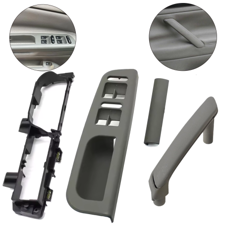 Set mânere gri pentru ușile din față la VW Passat B5 B5.5 (1996–2005), cu 4 geamuri electrice