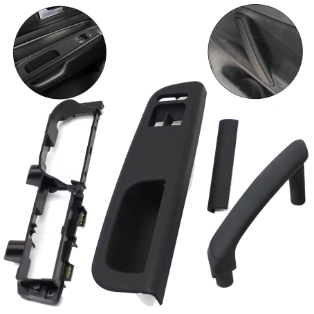 Set mânere negre pentru ușile din față la VW Passat B5 B5.5 (1996–2005), cu 2 geamuri electrice