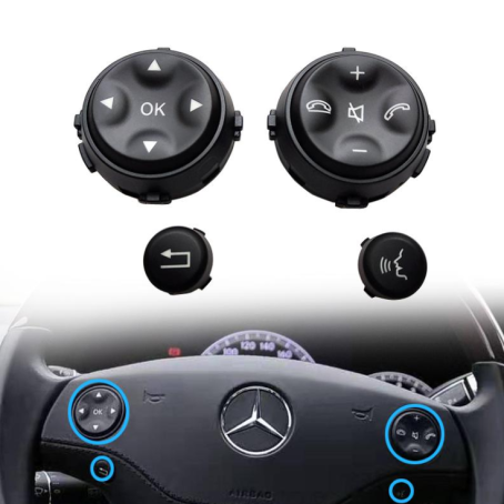 Butoane pentru volan pentru Mercedes-Benz W221 S-Class (2006–2009), negre