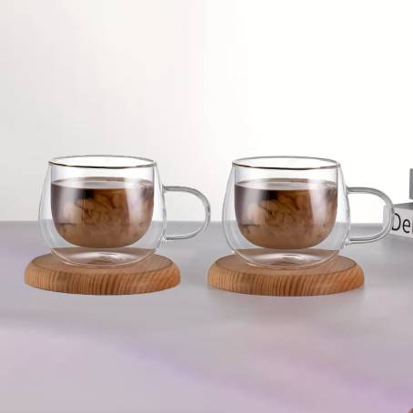 Set 2 buc. cești de cafea cu pereți dubli de 150 ml – minimaliste și stilate
