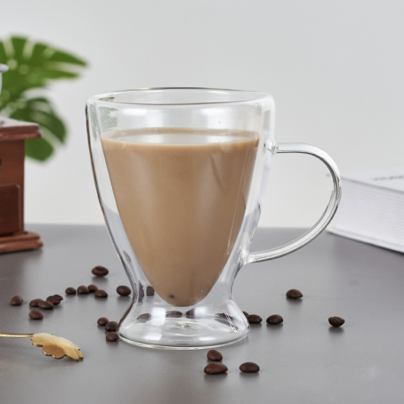 Cană cu pereți dubli, mâner și design cu rupturi, 300 ml