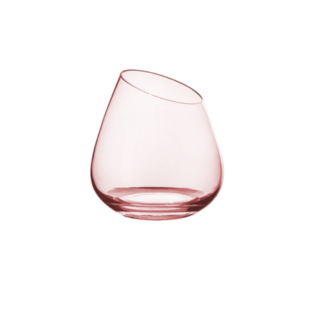 Pahar roz de designer cu margine înclinată - potrivit pentru apă, cocktailuri și băuturi, 360ml