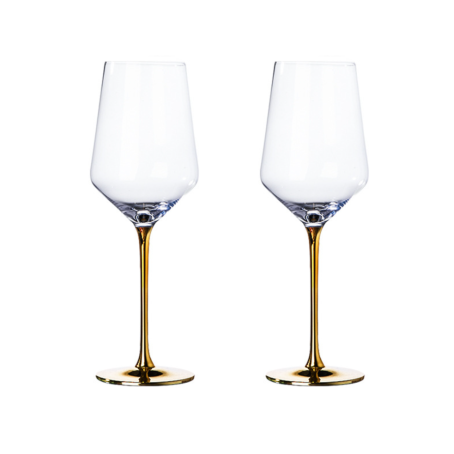 Set Aurum - 2 pahare de vin din cristal cu picior auriu, 450 ml
