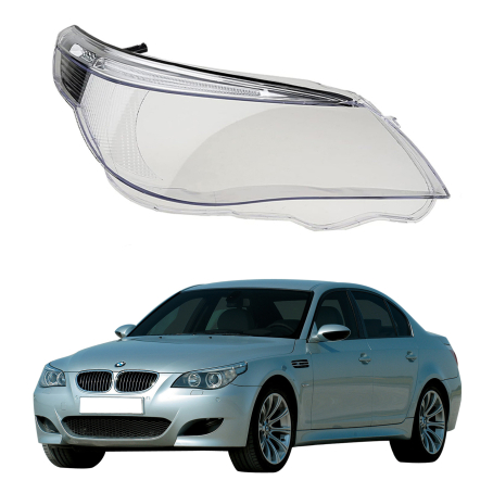 Sticlă far dreapta cu sprânceană pentru BMW 5 Series E60 / E61 (2003-2010)