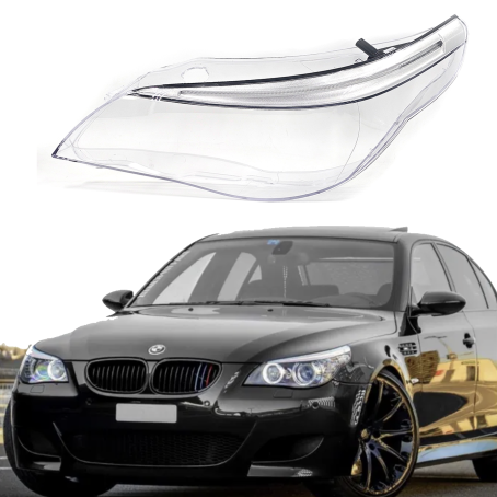Sticlă far stânga cu sprânceană pentru BMW 5 Series E60 / E61 Facelift Dynamic Drive (2006-2010)