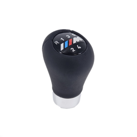 Nucă pentru schimbător de viteze din piele, cu bandă cromată, cu 5 viteze, cu logo M pentru BMW Seria E - DZ075