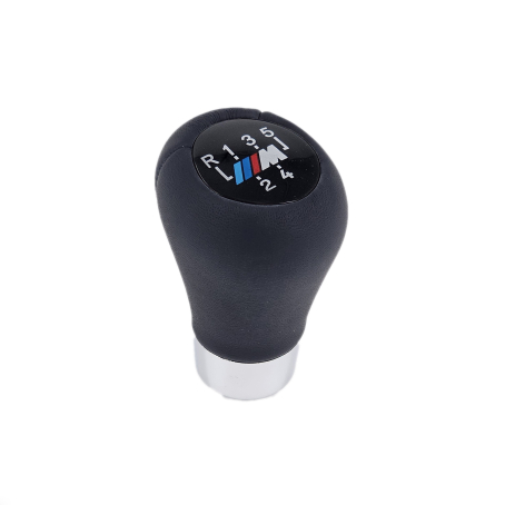 Nucă pentru schimbător de viteze din piele, cu bandă cromată, cu 5 viteze, cu logo M pentru BMW Seria E - DZ077
