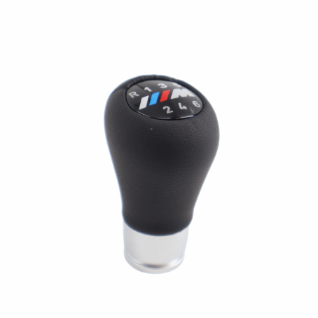 Nucă schimbător de viteze din piele neagră cu element cromat, 6 trepte cu logo M pentru BMW Seria E - DZ084