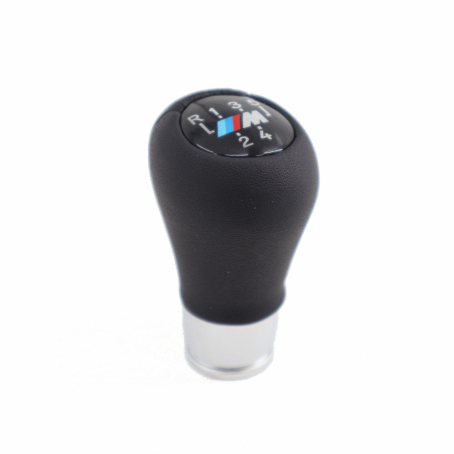 Nucă schimbător de viteze din piele neagră cu element cromat, 5 trepte cu logo M pentru BMW Seria E - DZ085