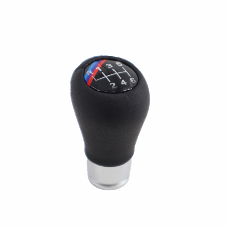 Nucă schimbător de viteze din piele neagră cu element cromat M Performance, 6 trepte pentru BMW Seria E - DZ088