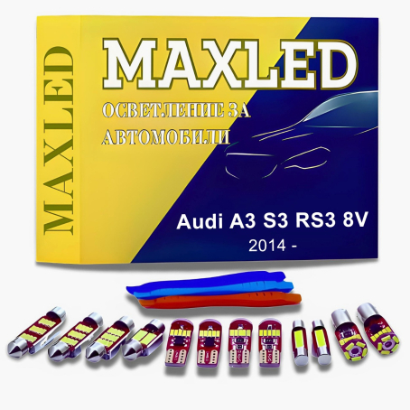 Becuri interioare LED cu lumina alba pentru Audi A3 S3 RS3 8V (2014+), Set 17 buc.