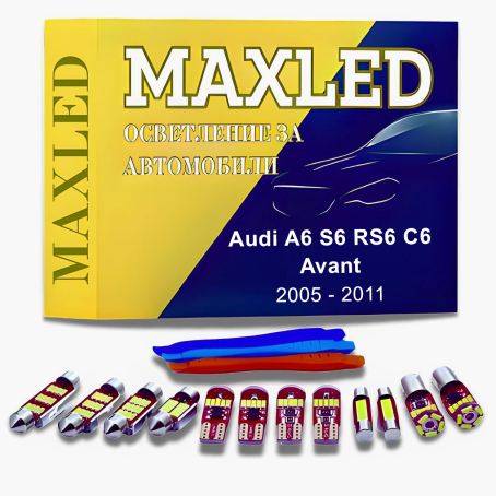 Becuri interioare LED cu lumina alba pentru Audi A6 S6 RS6 C6 AVANT (2005-2011), Set 22 buc.