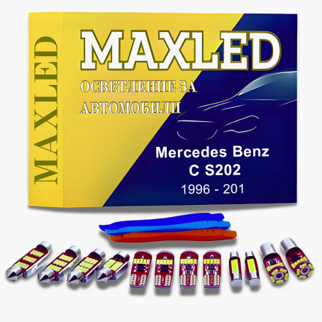 Becuri interioare LED cu lumina alba pentru Mercedes Benz Clasa C W202 S202 break (1996-2001), Set 15 buc.