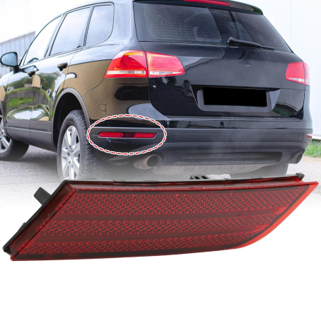 Reflector pentru bara de protecție spate la VW Touareg 7P Facelift (2014–2018), Stânga, secțiune scurtă