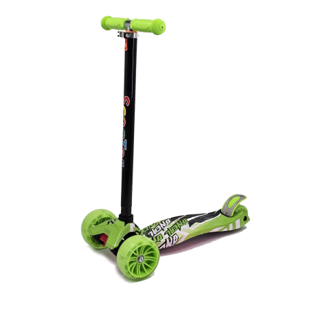 Trotinetă pentru copii cu 3 roți luminoase, verde/multicolor, TR019