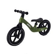 Bicicletă de echilibru (fără pedale) pentru copii cu anvelope gonflabile și șa reglabilă – verde oliv