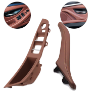 Set de mânere interioare față pentru BMW Seria 5 F10 F11, maro, panou fără rebatare electrică a oglinzilor