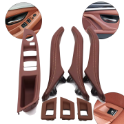 Set complet mânere interioare pentru BMW seria 5 F10 F11, rosu-maro, mânere și panou fără retragere oglinzi