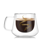 Cana de cafea cu pereți dubli, mâner și design cu rupturi, 200 ml
