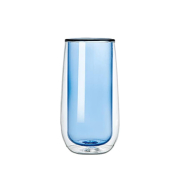 Cană de apă cu pereți dubli, albastră, cu un design elegant, 280 ml