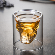 Pahar cu pereți dubli în formă de craniu, 75 ml - design spectaculos pentru shot-uri și lichioruri