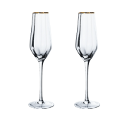 Set 2 pahare rafinate cu margine aurie pentru șampanie, prosecco și vin spumant, 230ml