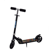 Trotinetă pentru copii neagră cu platformă multicoloră, TR035