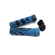 Mânere trotinetă din silicon albastre cu efect de marmură, set de 2 bucăți
