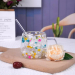 Cană artistică cu pereți dubli și flori multicolore încorporate, 200 ml