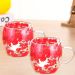 Set 2 buc. pahare delicate cu pereți dubli cu flori roșii, 350 ml