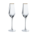 Set 4 pahare rafinate cu margine aurie pentru șampanie, prosecco și vin spumant, 230ml