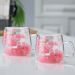 Pahare elegante cu pereți dubli cu flori delicate roz – set 2 buc., 200 ml