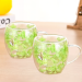 Set 2 buc. pahare delicate cu pereți dubli cu flori verzi, 350 ml