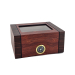 Humidor din lemn pentru ștefuri/cigare cu capac din sticlă, higrometru încorporat și compartiment interior cu despărțitor