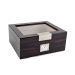 Humidor premium pentru ștefuri/cigare cu capac transparent, higrometru analogic și elemente decorative argintii