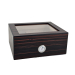 Humidor de lux din lemn pentru ștefuri/cigare cu capac din sticlă panoramică, higrometru analogic și despărțitor interior