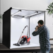 Cutie foto profesională / cort pentru fotografiere de produse 110x110x110cm, cu iluminare inclusă și două fundaluri