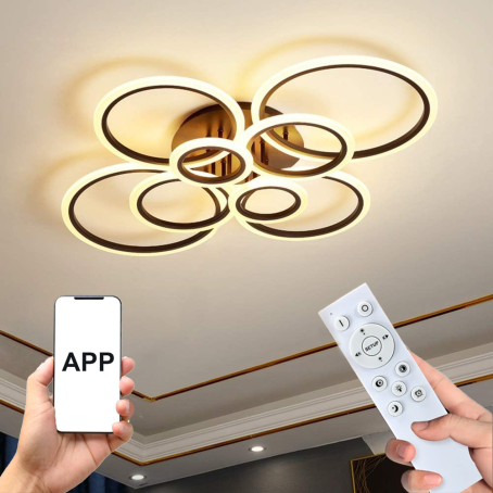 Abajur / plafonier LED modern cu inele și telecomandă