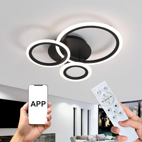 Abajur LED / lampă de tavan cu inele, 52W, cu 3 tipuri de lumină
