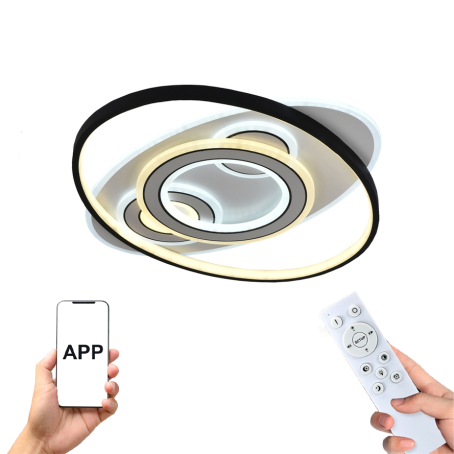 Abajur LED modern cu cercuri elipsoidale – lumină 3 în 1, cu telecomandă și control mobil