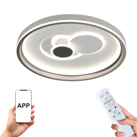 Abajur LED Smart cu control prin aplicație, telecomandă și design modern rotund